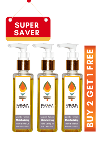 Lavender - Turmeric Moisturizing Hand & Body Oil 3x100ml - Multipack Super Saver Parama Naturals summer body oil body oil for summer season body oil for summer